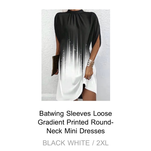 Stylish Gradient Mini Dress with Batwing Sleeves - Picture 1 of 5